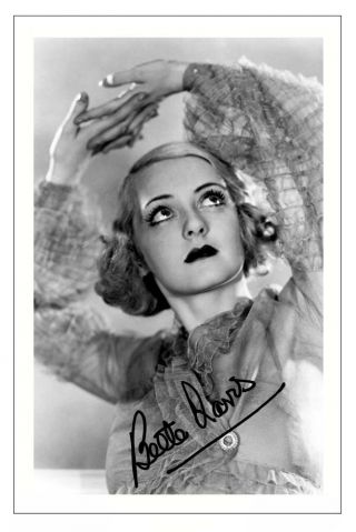 Bette Davis Vintage Movie Actress Signed Photo Print Autograph