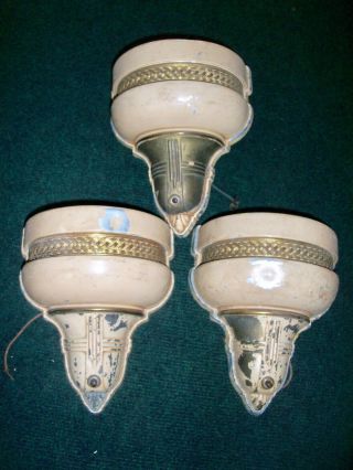 3 Art Deco Lamp Wall Sconce Vintage Antique Theatre Old