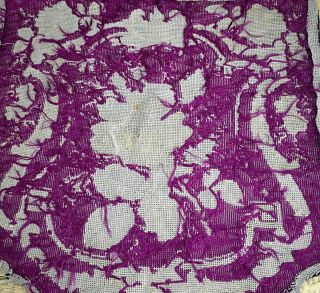 Antique Victorian beadwork panel,  floral woolwork 2