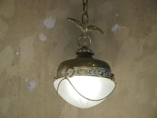 Antique Bronze Brass Art Nouveau Eagle Ceiling Lamp Fixtures Lights Petit Rare