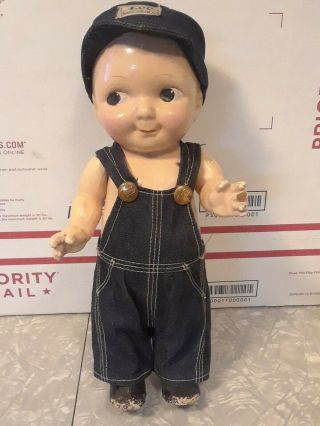 Vintage Buddy Lee Composition Doll Lee Union Trademark Tag Overalls And Hat