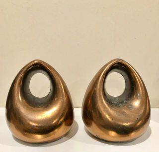 Vintage Ben Seibel For Jenfred - Ware Brass Look Orb Bookends Mid Century Modern
