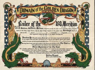 Domain Of The Golden Dragon Certificate 1945 Wwii S.  S.  Extavia