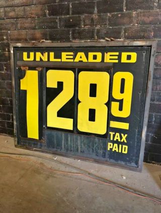 Vintage Gas Station Price Sign Double Sided - Embossed Letters & Numbers 1940s