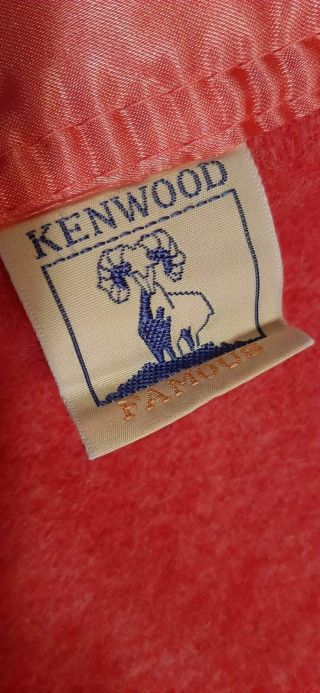 Vtg Kenwood Wool Blanket Pink Satin Trim W Tags 77 " X86 "