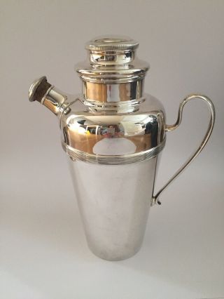 Vintage Art Deco Silver Plated Cocktail Shaker Large 2 Pt.  Suckling C.  1930