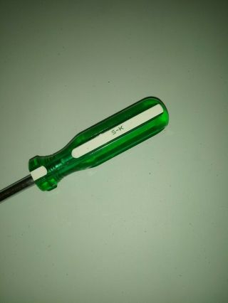 Vintage S - K Hand Tools 73003 Green and White 3 Phillips Head Screwdriver USA SK 3