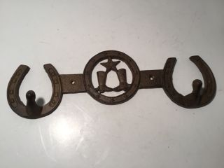 Cast Iron Coat Or Hat Hook,  Western,  Antique Style,  Horseshoes Star,  Cowboy Boot