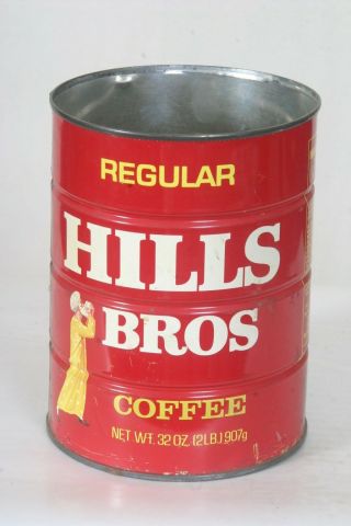 Vintage Hills Bros Coffee Tin Can 2 lb.  Size (32 Ounces) Regular Grind 3