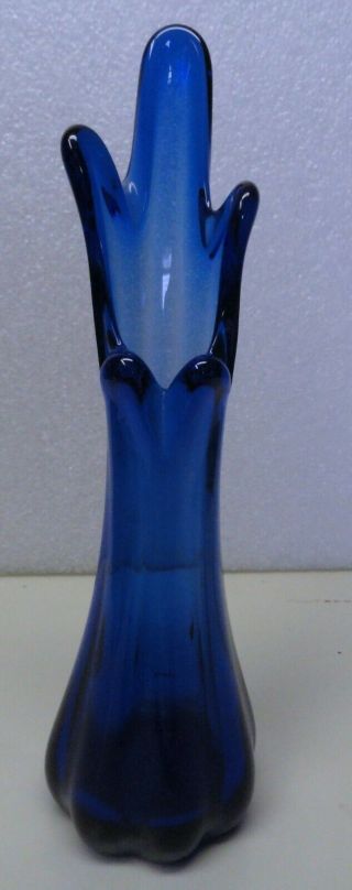 Vintage Cobalt Blue Swung Art Glass Bud Vase