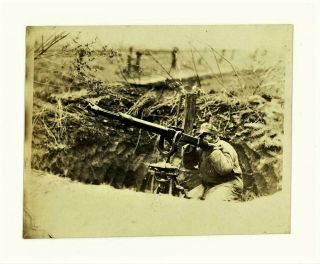 Chinese Army Soldier W/ Anti - Aircraft Gun Shanghai China Orig 1932 Photo - Rare