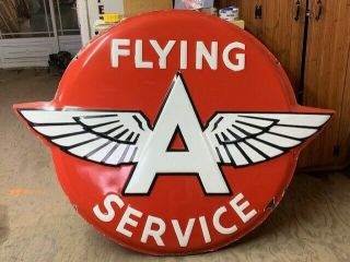 1940 - 50 Flying A Service Porcelain Sign