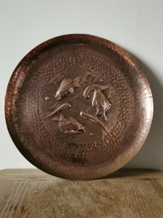 Antique Newlyn Copper Arts And Crafts Charger