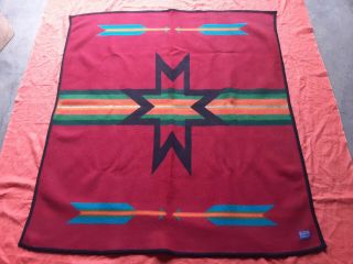 Pendleton Southwestern Navajo Native American Wool Throw Blanket Purple 53 X 57