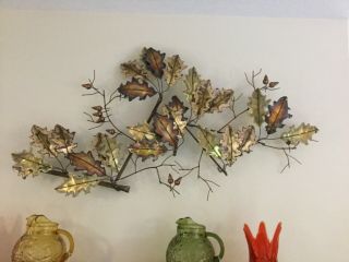 Large Curtis Jere Signed Mid Century Modern Wall Sculputure Oak Leaves