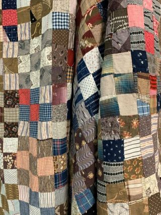 Take A Fabric Study C 1880 - 1900 Quilt Top Antique Early Browns Indigos