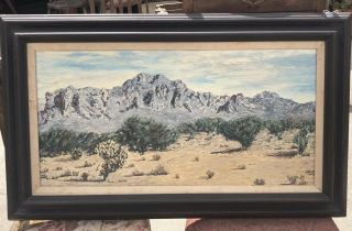 California Desert Scene Leland Mcgowan Acrylic On Canvas Framed Painting Art Vtg
