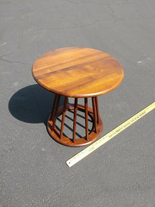 Mid Century Modern Arthur Umanoff Spindle Walnut Side Table Round Stand 3