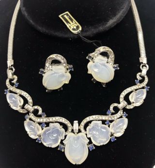 Alfred Philippe TRIFARI Fruit Salad Carved Moonstone Necklace,  Pin And Earrings 3