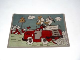Rare 50s Mid Century Design Donald & Daisy Duck Vintage Wool Carpet Disney Rug