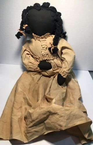 Primitive Folk Art African Black Rag Doll 28”