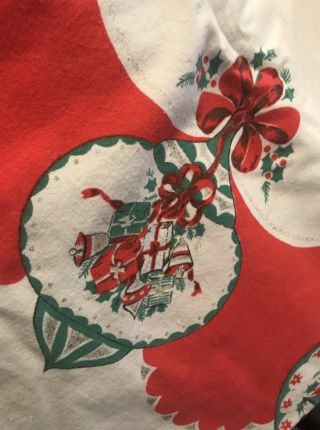Vintage Christmas Large Cotton Tablecloth 58” X 78” 1940s - 1950s