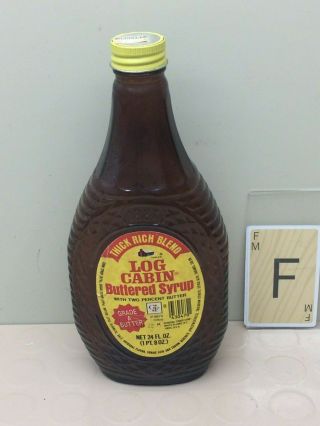 Vintage Log Cabin Buttered Syrup Bottle 1887 Brown Glass