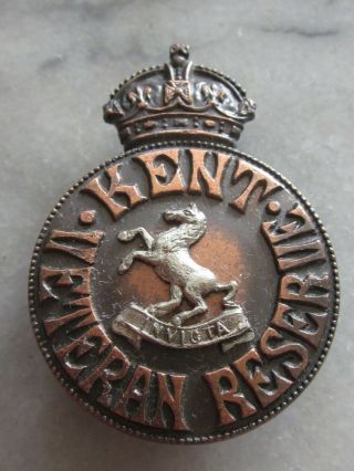 Vintage Kent Veteran Reserve Lapel Badge.  By Croneen.  Brompton 1930 