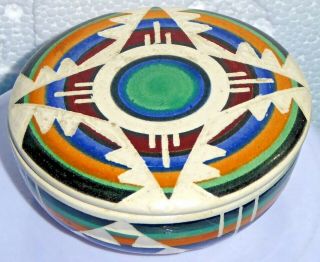 Vintage Small Lidded Bowl Sprcsd Sioux Pottery Rapid City South Dakota Signed