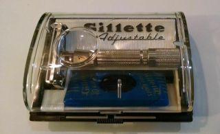 Vintage Razor - - Gillette Fat Boy Set {e - 1} With Case And Nos Blue Blades