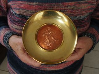 Large Art Nouveau Copper Cup With Medal By Oscar Roty,  E.  Colin Paris,  160mm