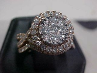 ESTATE 1.  55ctw NATURAL 2 - RING DIAMOND WEDDING SET 10K ROSE GOLD sz6 BUY NOW 2