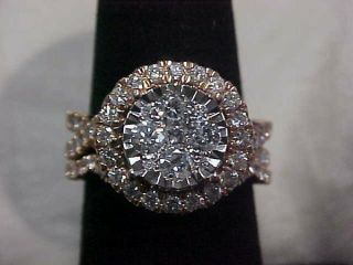 ESTATE 1.  55ctw NATURAL 2 - RING DIAMOND WEDDING SET 10K ROSE GOLD sz6 BUY NOW 3