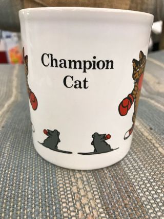 Vintage 1980 Kliban Champion Cat Mug Boxing With Mice Kilncraft England HTF 3