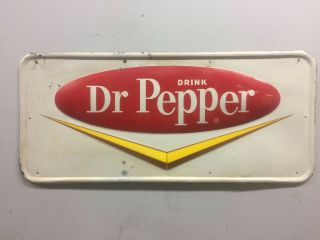 Vintage Dr Pepper Soda Embossed Sign Chevron 40 " Wide X 17 1/2 " Tall