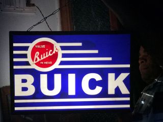 Rare 50s Gm Buick Dealership Garage Vintage Light Up Box Sign Nt Porcelain Neon