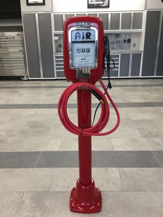 Vintage Eco Tireflator Air Meter And Pedestal For Service Station