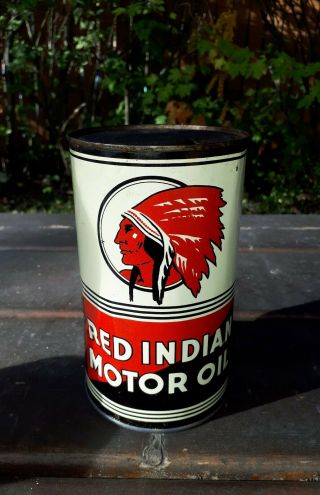 1940s Red Indian Mccoll Frontenac Imperial Quart Motor Oil Can
