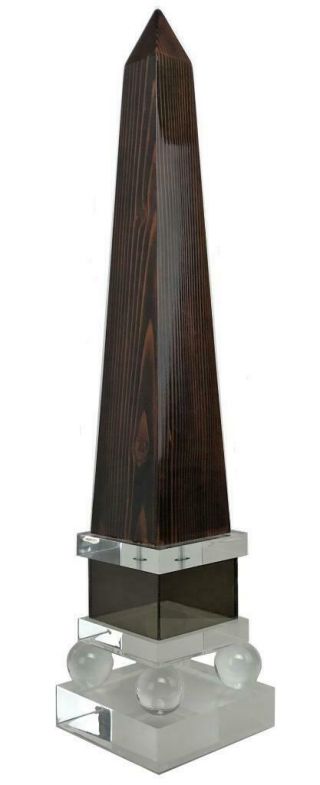 Antique French Art Deco Moderne Lucite Macassar Wood Obelisk Attr.  Maison Jansen