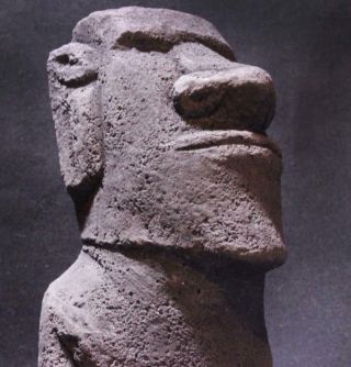 Rapa Nui Easter Island Moai Stone Statue With Authentic Back Carvings