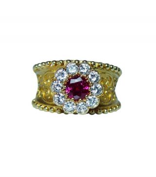 Cynthia Bach Burmese Ruby Vvs - D Diamond Ring 18k Gold Designer