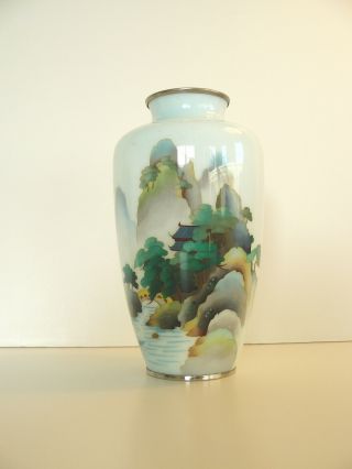 Vintage Japanese Cloisonne And Wireless Cloisonne Scenic Vase