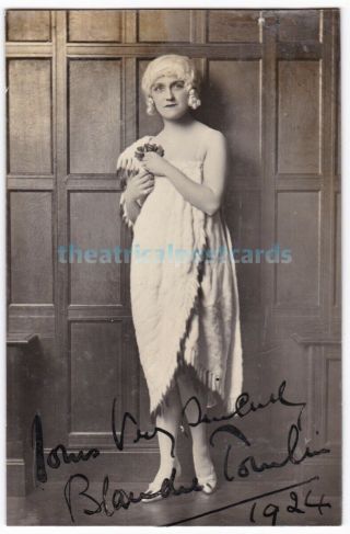 Stage Actress And Singer Blanche Tomlin In Costume.  Signed Postcard Dated 1924