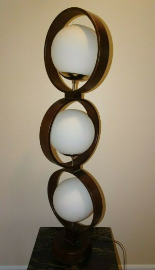 Modeline Mid Century Table Lamp Danish Modern Pendant Caged Glass Orbs Atomic