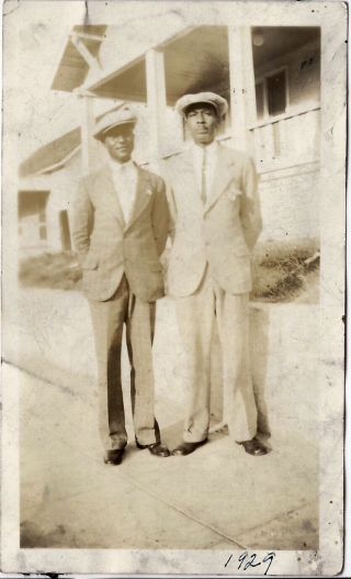 Antique African American Handsome Men Suits Hats Old Photo Black Americana 1929