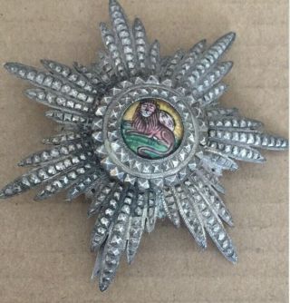 Empire Of Iran Order Of The Lion And Sun Breast Star Badge Medal Qajar