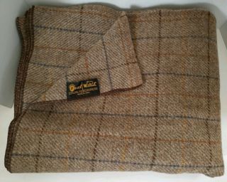 Vintage Pierce Woolrich Brown Wool Plaid Blanket 60 X 72 Inches Vgc