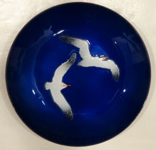 Bovano Vintage Copper Enamel Dish Mid - Century Modern Modernist Abstract Seagull