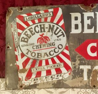 Vintage 1930’s Beech Nut Chewing Tobacco Porcelain Sign 3