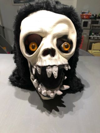 Vintage 88 Halloween Skull Mask With Hood Spencer Gifts Fright Stuff Grim Reaper